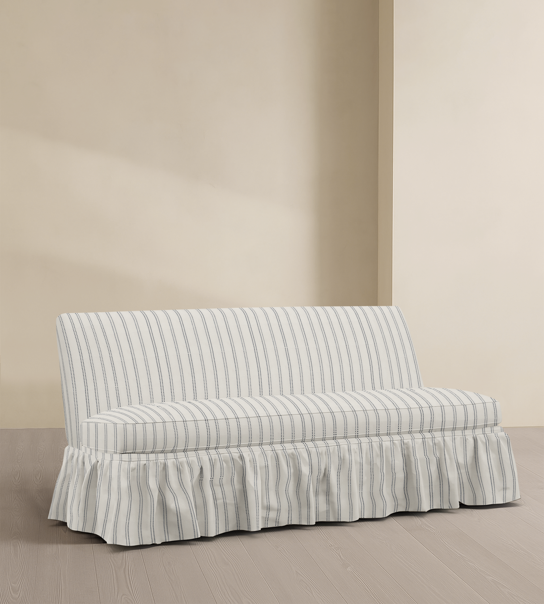 The Belgravia – 68" Ruffle Skirted Armless Sofa