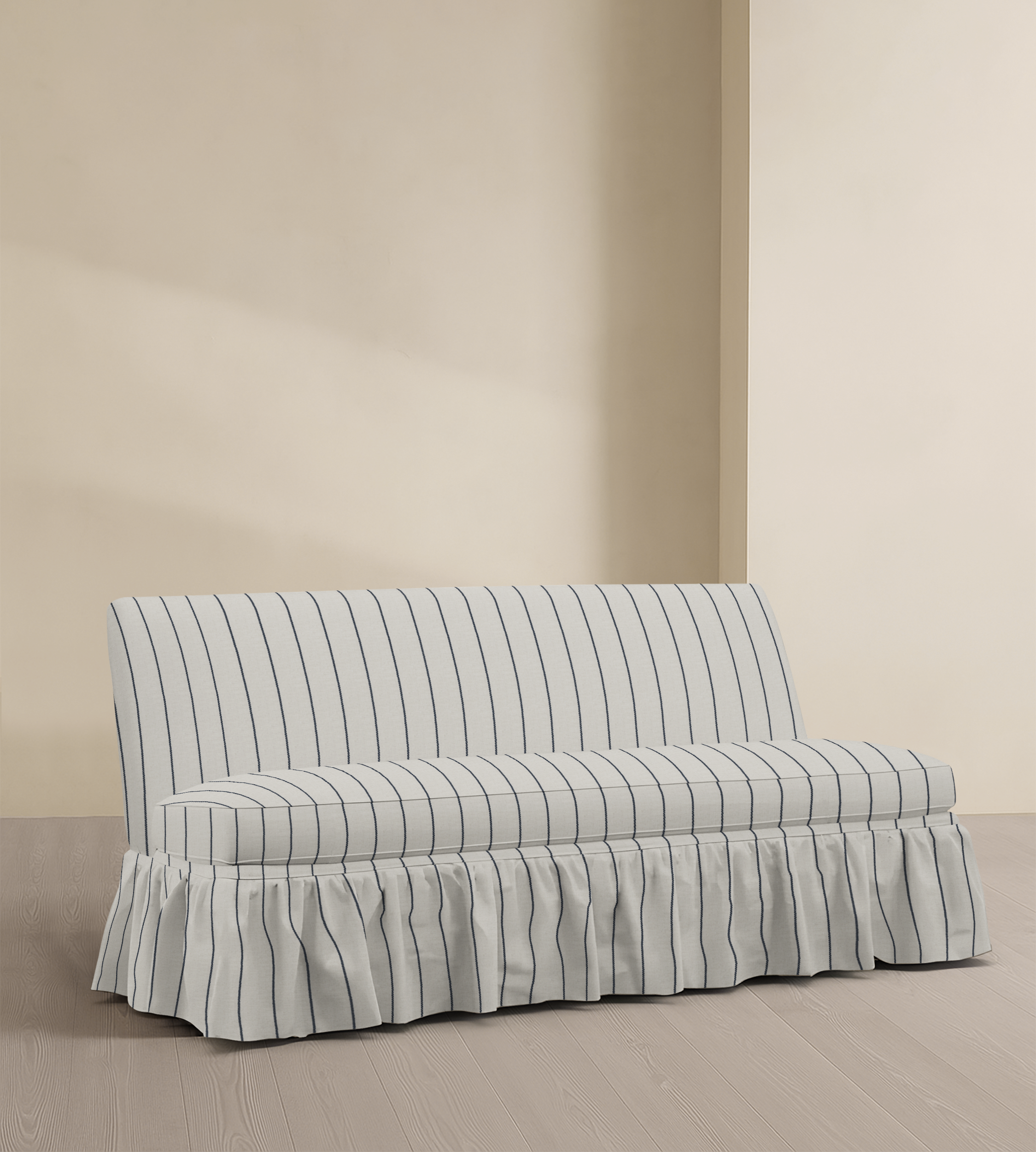 The Belgravia – 68" Ruffle Skirted Armless Sofa