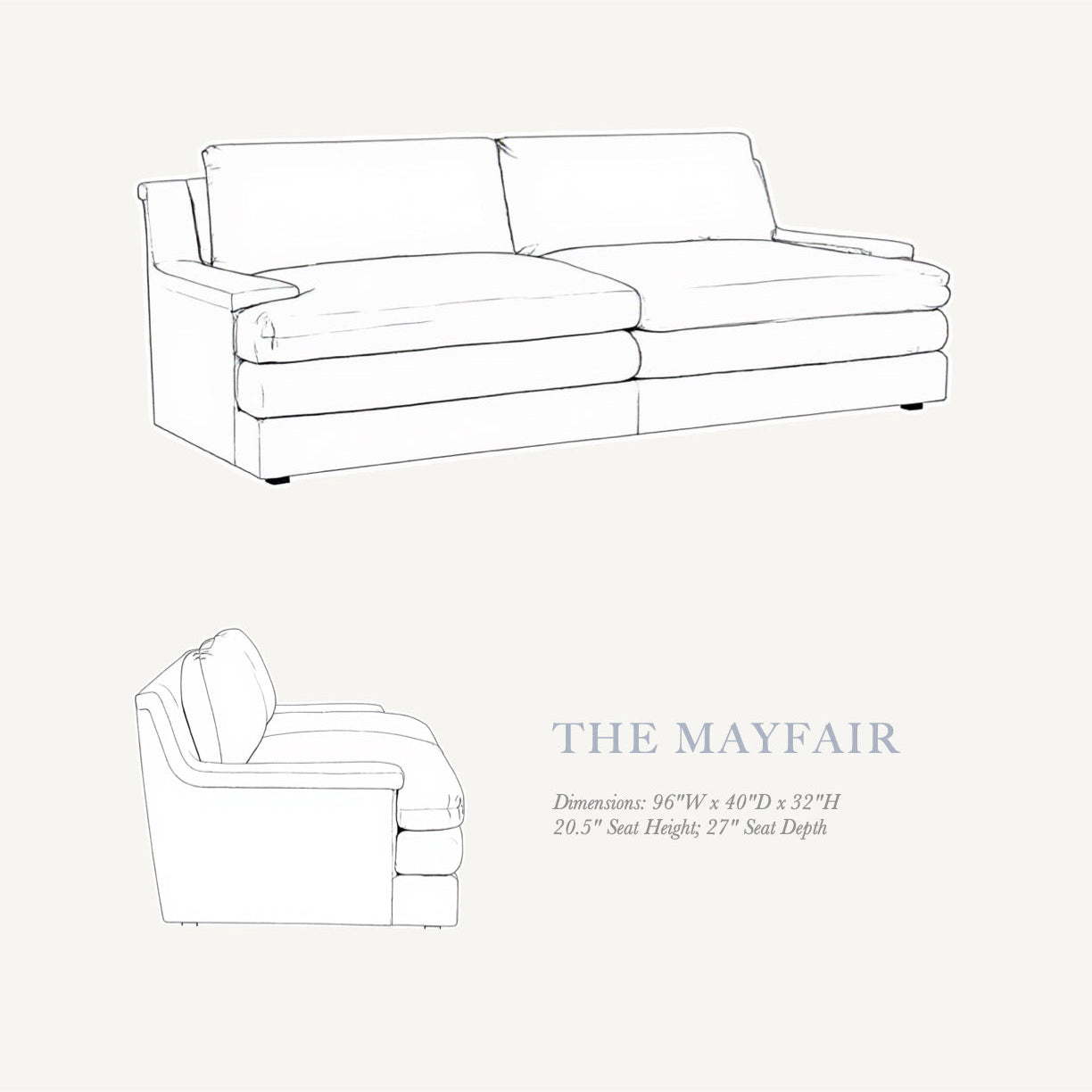 The Mayfair – 96" Stacked Cushion Sofa