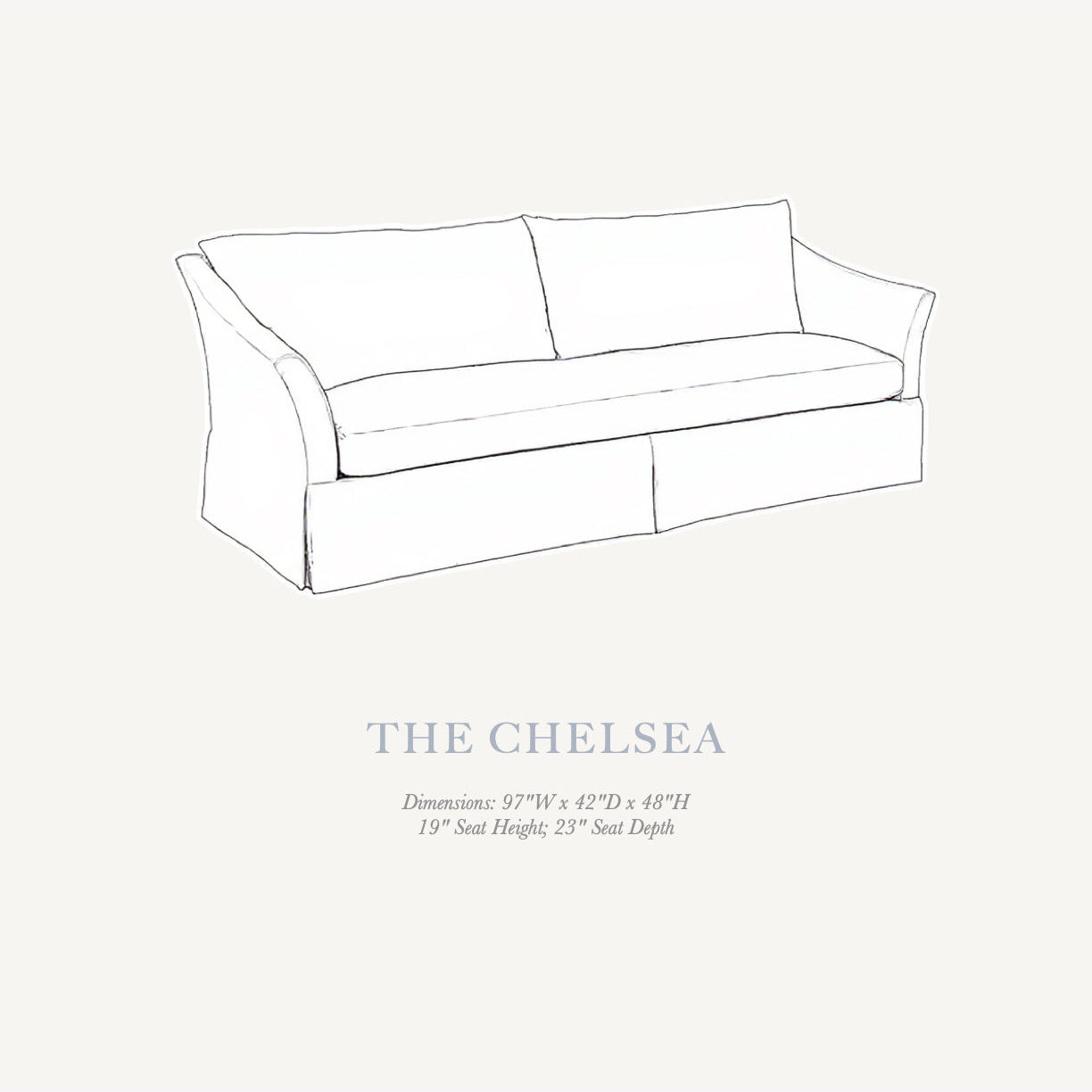 The Chelsea – 97" Skirted Flare Arm Sofa