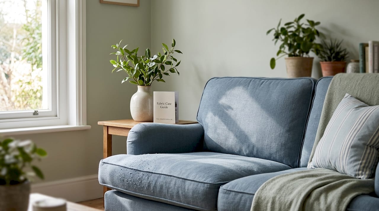 Close-up of sofa fabric with pilling