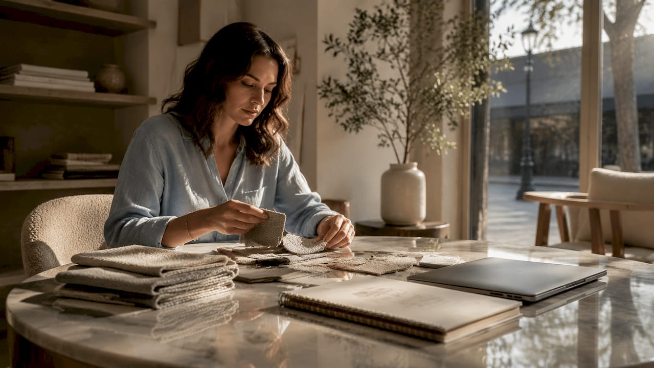 Furniture designer considering sustainable materials