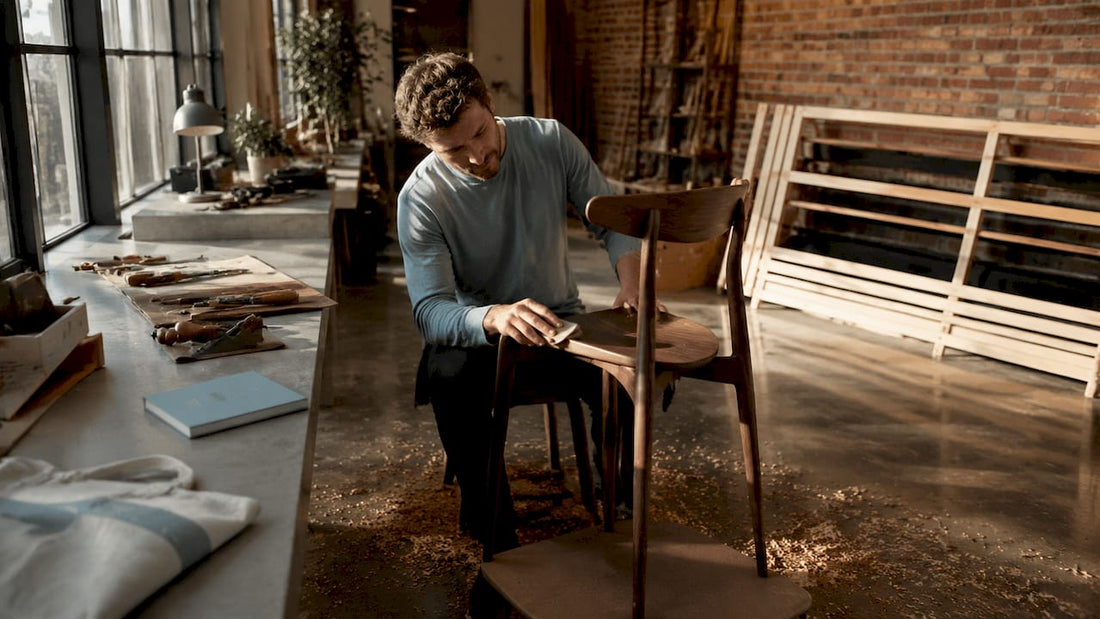 Craftsman sanding luxury custom walnut chair