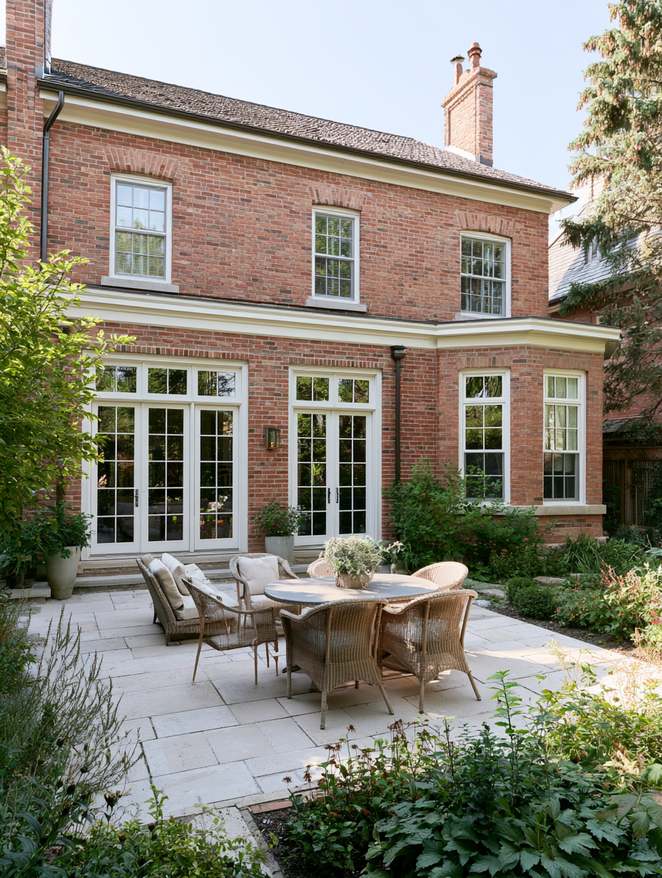 Classic brick house with a patio and well-kept backyard