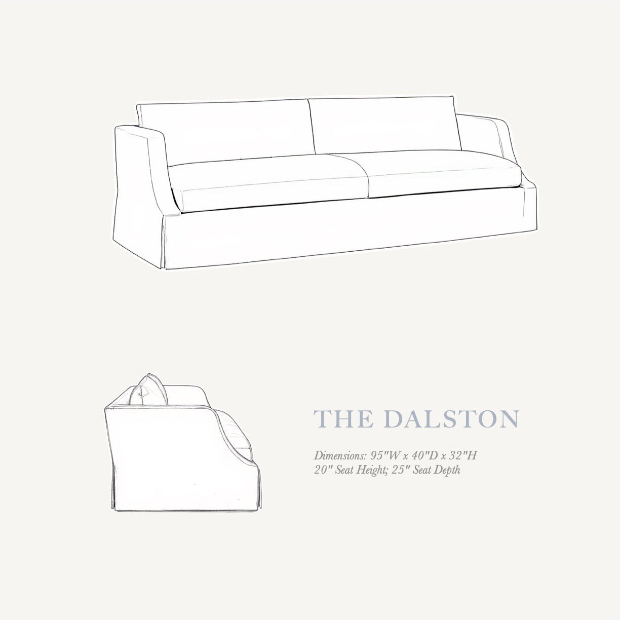 The Dalston – 95" Skirted Bench Sofa