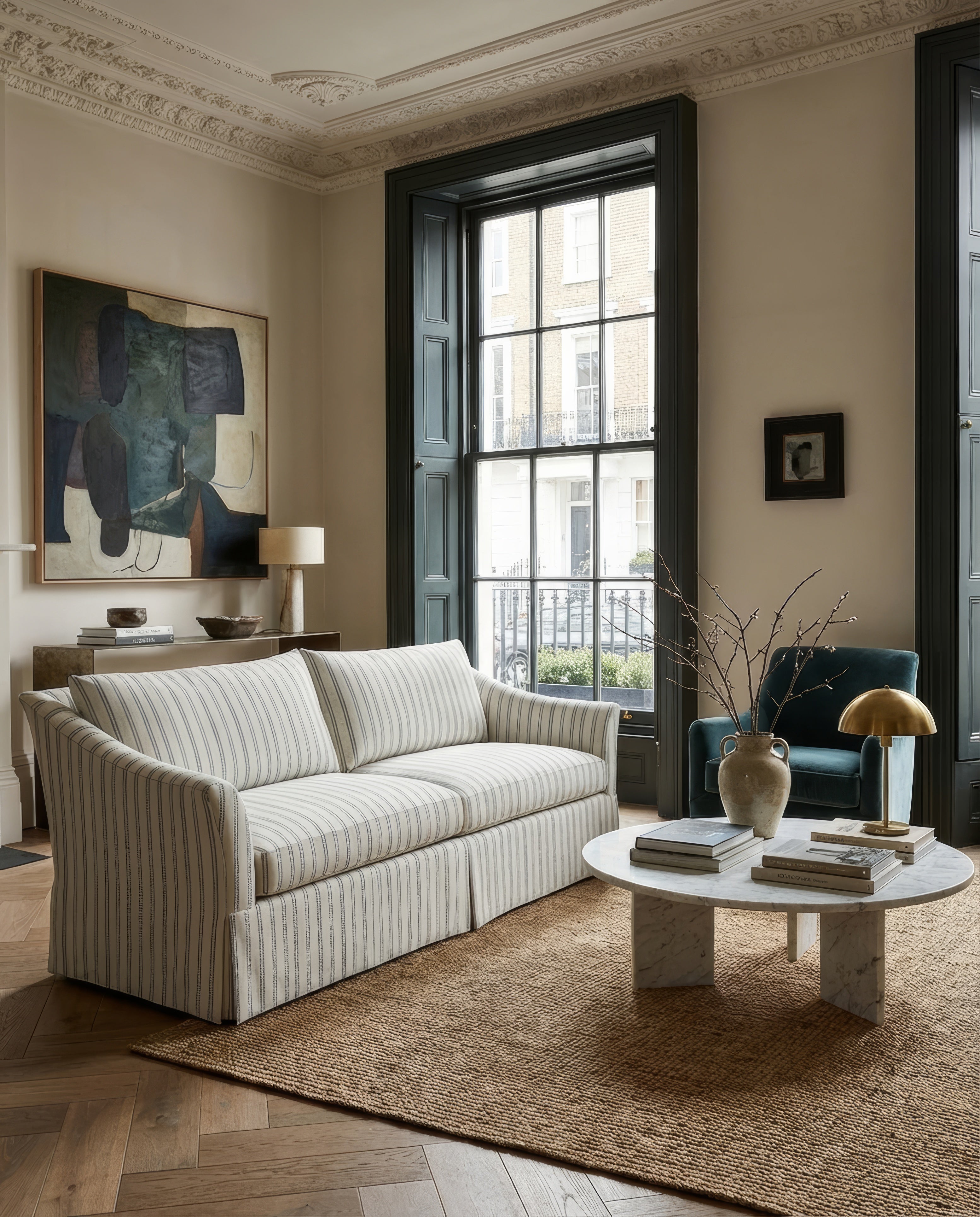 The Chelsea – 97" Skirted Flare Arm Sofa